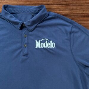 Ogio Modelo Polo Shirt Men's XL Blue Short Sleeve Cerveza Beer Logo